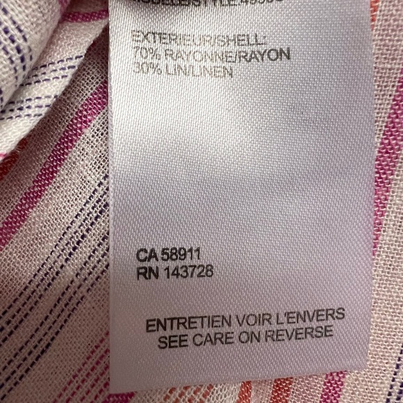TRIBAL | Magenta Rayon Linen Blend Striped Blouse Large NWT - Picture 9 of 10